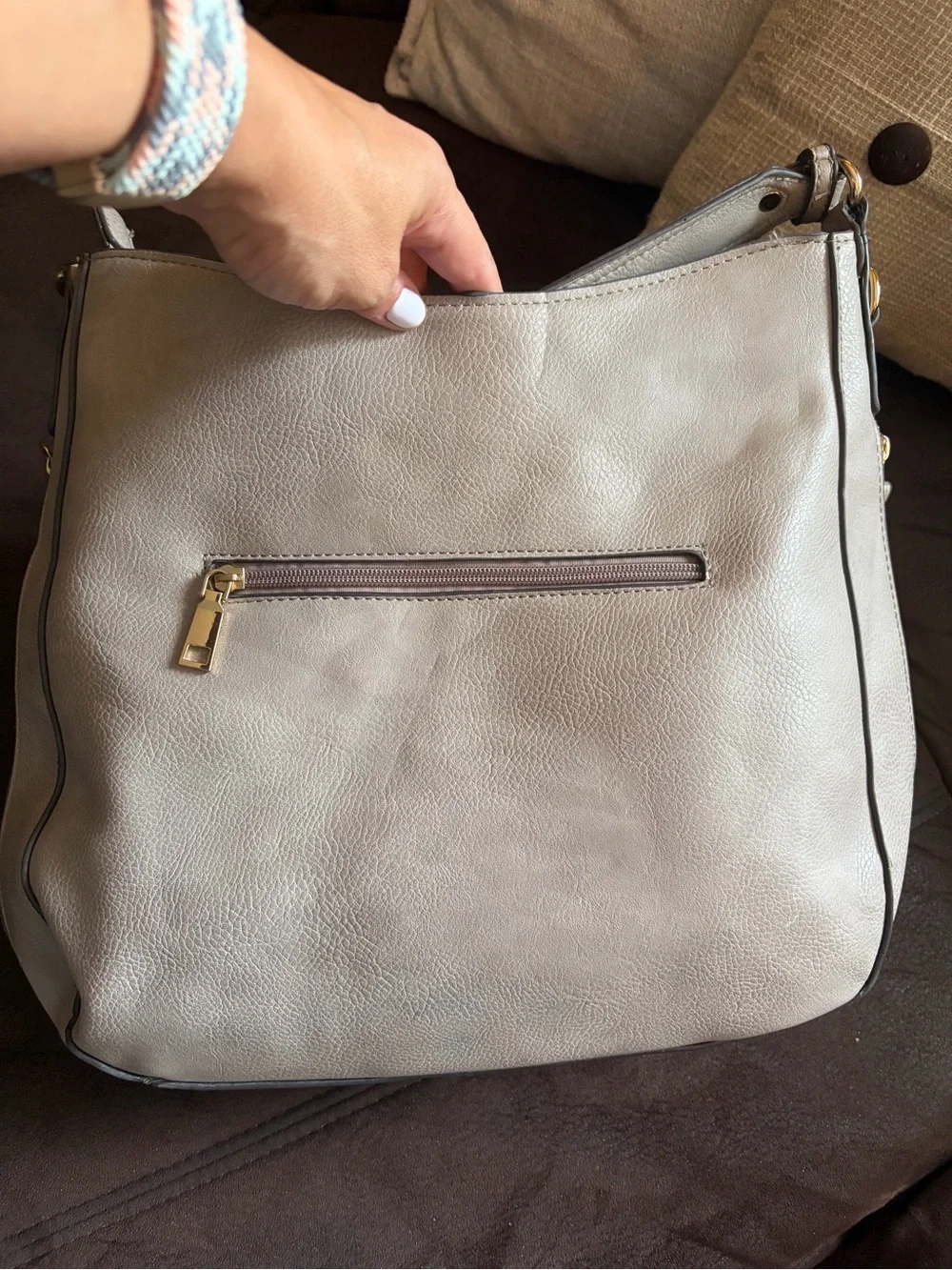 Taupe Shoulder Hobo Bag